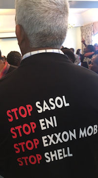 Protestor at Sasol meeting