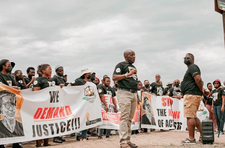 Activists during the #JusticeForFikileNtshangse  protest march in Mtubatuba on the 22nd of October 2021